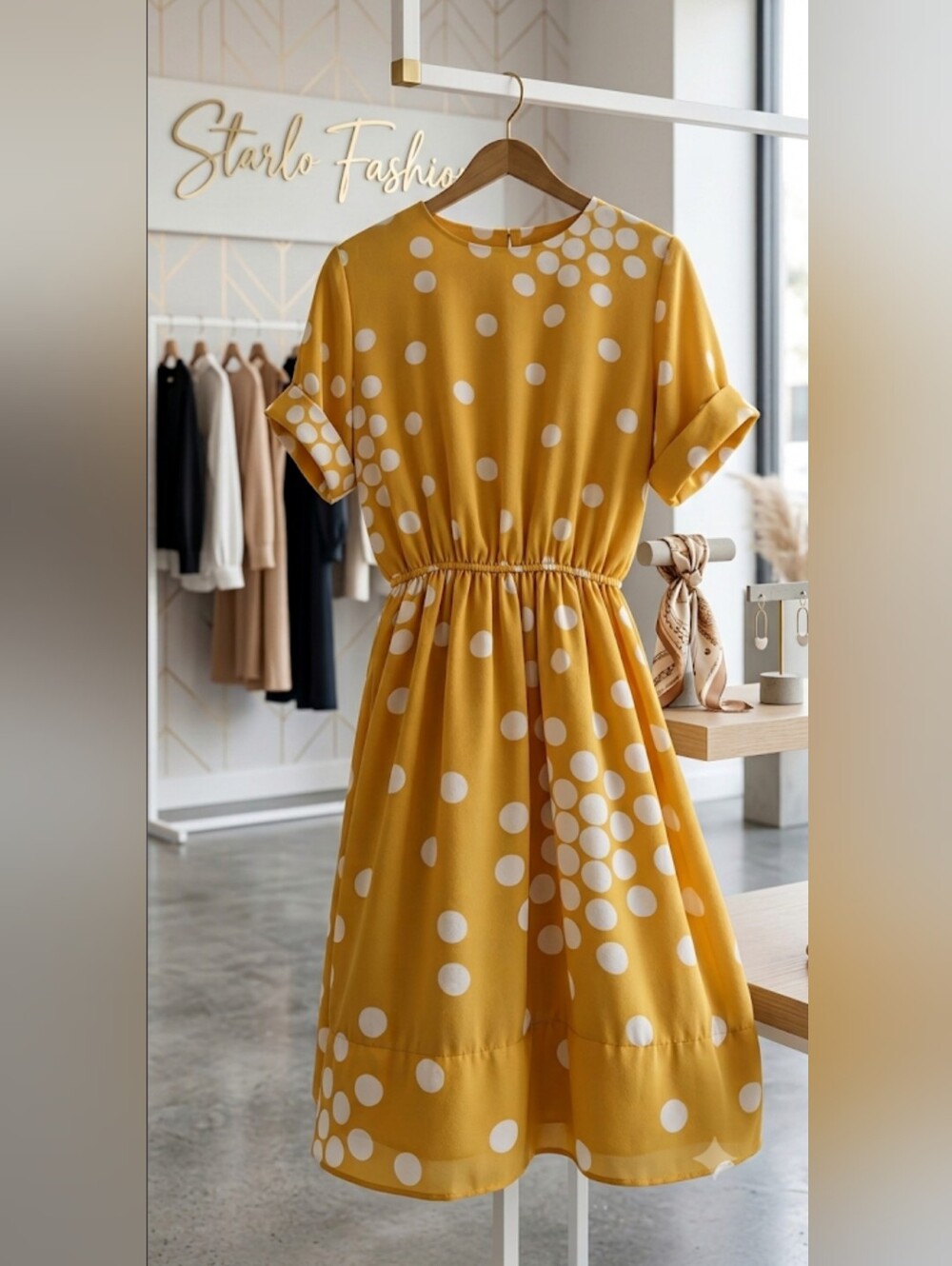 Starlo Vintage Elegant Polka-Dot Dress